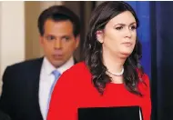  ?? PABLO MARTINEZ MONSIVAIS / THE ASSOCIATED PRESS ?? Anthony Scaramucci and Sarah Huckabee Sanders.