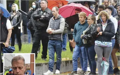  ??  ?? Matt Rodda (left) was among those paying their respects to the victims of the Forbury attack