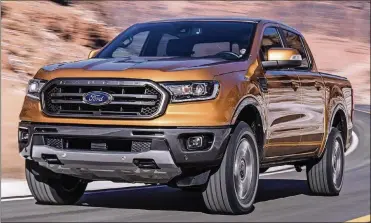  ?? FORD PHOTO ?? Ford will make its Co-Pilot 360 system standard on all upcoming vehicles introduced in the U.S. It debuts on the 2019 Fusion midsize sedan and Edge Sport SUV this year and will be on the Ranger, pictured here, when the midsize pickup debuts next year.