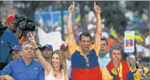  ?? Picture: REUTERS ?? CHALLENGER: Venezuela’s opposition leader and presidenti­al candidate Henrique Capriles greets supporters during a campaign rally in the state of Lara at the weekend.