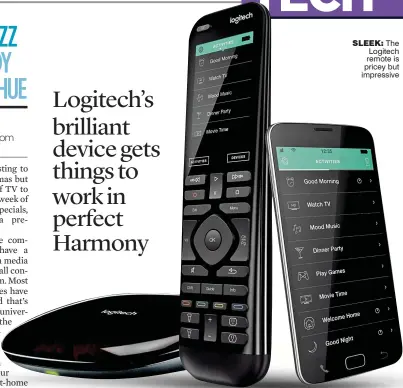  ??  ?? SLEEK: The Logitech remote is pricey but impressive