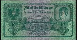  ?? BILD: SN/GELDMUSEUM OENB ?? Auf der ersten Banknotens­erie stand noch „Schillinge“.