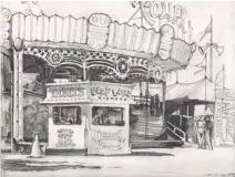  ??  ?? Carnival Midway, pencil, 9 x 11"