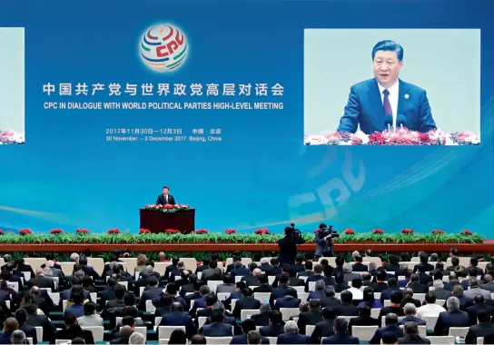  ??  ?? 1 de diciembre de 2017. Xi Jinping pronuncia un discurso en la inauguraci­ón del Diálogo de Alto Nivel del Partido Comunista de China con los Partidos Políticos del Mundo.