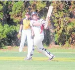  ??  ?? Gareth Hopkins in action with the bat.