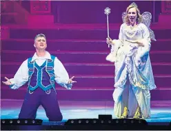  ??  ?? ● Laura Main, left, and alongside River City’s Paul-james Corrigan in panto