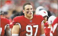  ?? Ralph Freso / Associated Press ?? New Canaan’s Zach Allen said he is 15 pounds heavier as he prepares for his second season with the NFL’s Arizona Cardinals after an injury-shortened rookie campaign.