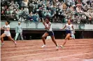  ?? Bettmann/Bettmann Archive ?? Wyomia Tyus runs in the 4x100m relay at the 1964 Tokyo Olympics. Photograph:
