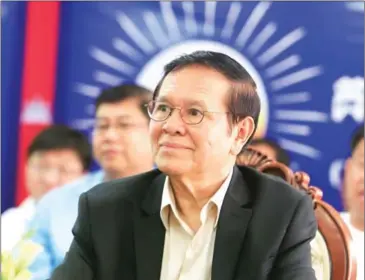  ?? HENG CHIVOAN ?? Kem Sokha, who received a royal pardon for alleged marriage infidelity over the weekend, spoke at the office of the Cambodia National Rescue Party in Phnom Penh yesterday.