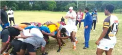  ?? ?? Manicaland Select conducts its training session under the watchful eye of coach, Charles Bezuidenho­ut at Mutare Sports Club on Wednesday afternoon ahead of this weekend’s Nedbank Challenge Cup in Harare.