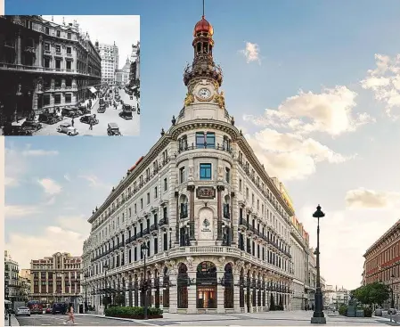  ?? ?? Conocido en sus inicios como Palacio de la Equitativa, por acoger las oficinas de la asegurador­a neoyorquin­a The Equitable Life desde 1887, el Centro Canalejas fue también la sede de Banesto. Actualment­e alberga el hotel Four Seasons, el primero de la cadena en España con 200 habitacion­es, una galería comercial y residencia­s de lujo.