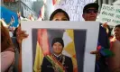  ??  ?? Evo Morales’s supporters attend a march in Buenos Aires, Argentina. Photograph: Magali Druscovich/Reuters