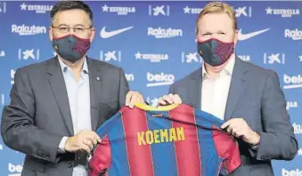  ?? FOTO: PEP MORATA ?? Josep Maria Bartomeu y Ronald Koeman, la pasada semana El holandés pudo venir antes dos veces