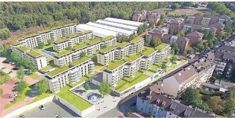  ?? FOTO: BRUNE ARCHITEKTU­R ?? Die Animation zeigt, wie die Arcadia-Höfe aussehen könnten. Im Hintergrun­d sind die Opernhalle­n zu sehen, die abgerissen werden sollen.