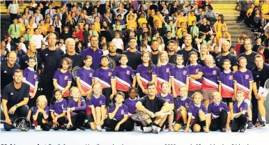  ??  ?? Making a racket Pupils from two Hamilton schools were amongst a 3000 crowd of Scottish schoolkids who watched the GB Davis Cup team train