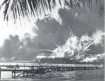  ?? ?? ↑ The American destroyer USS Shaw explodes during the Japanese attack on Pearl Harbor on this day in 1941