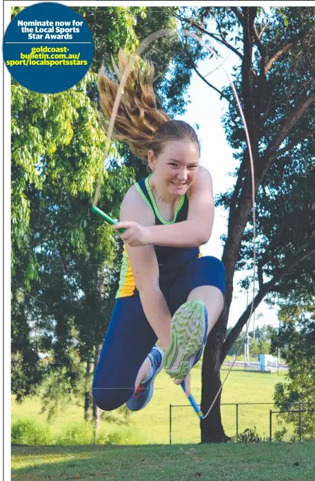  ?? Picture: SUPPLIED ?? Ella Stawicki is taking the skipping world by storm and is a nominee for the Bulletin's Local Sports Star Awards.
