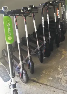  ?? San Francisco Department of Public Works ?? Scooters put on the streets by three firms have been impounded the S.F. Public Works Department after complaints that people left them blocking sidewalks and business entrances.