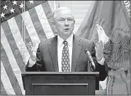  ?? AP/JOHN LOCHER ?? Attorney General Jeff Sessions was the target of more criticism Tuesday by President Donald Trump, who declined to say if he wants Sessions to resign. “We will see what happens,” Trump said. “Time will tell. Time will tell.”