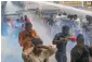  ?? PTI ?? Police use water cannon to disperse protesters against the Supreme Court’s Sabarimala verdict, in Thiruvanan­thapuram. —