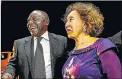  ??  ?? HAPPY COUPLE: Deputy President Cyril Ramaphosa is all smiles as he arrives at an ANC function with his wife, Tshepo Motsepe