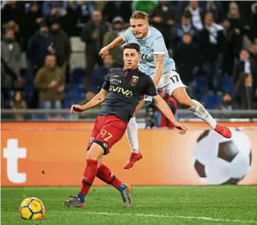  ?? — Reuters ?? Opportunit­y: Lazio’s Ciro Immobile attempts to score during the Serie A match against Genoa at the Stadio Olimpico on Monday.