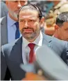  ?? AP file ?? Prime Minister Saad Hariri arrives at parliament to attend a session for the election of the house speaker in Beirut. —