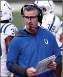  ?? (AP/Ron Schwane) ?? Indianapol­is Colts Coach Frank Reich spent nine seasons as a quarterbac­k with the Buffalo Bills, who face Reich and the Colts today in the AFC wild-card playoffs.