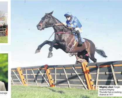  ??  ?? Showcase Luke Harvey will front ITV’s coverage of the big day at Ayr
Mighty shot Fergie reckons Mighty Thunder has a cracking chance at 14-1