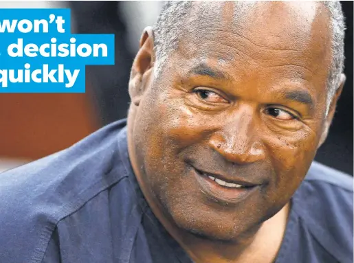  ?? ETHAN MILLER, GETTY IMAGES ?? O. J. Simpson is expected to open with a statement at Thursday’s hearing on whether he receives parole.