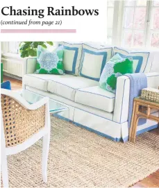  ?? Kate Smith Interiors ?? Pops of blue and green are eye- catching in this space designed by Kate Smith, owner of Kate Smith Interiors.