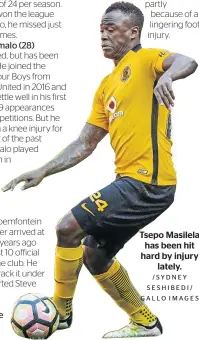  ?? / SY D N E Y SESHIBEDI/ GALLO IMAGES ?? Tsepo Masilela has been hit hard by injury lately.