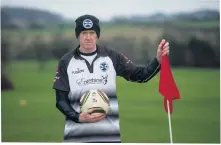  ??  ?? Flagbearer David and Ayr FootGolf club are Scottish champions