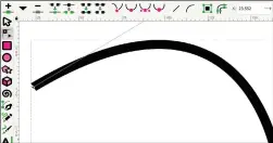  ?? ?? When you edit an existing vector path in Inkscape, a new toolbar opens, offering even more detailed options, such as smoothing curves or converting lines to curves.