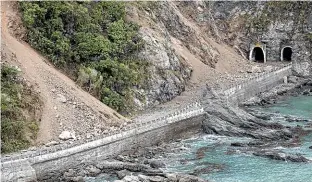  ?? IAIN MCGREGOR/STUFF ?? Slips on State Highway 1, south of Kaikoura, as a result of the powerful 2016 earthquake.