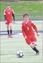  ?? Scott Herpst, file ?? Andrew Martin (3) and the Saddle Ridge Mustangs are the No. 4 seed for this week’s NGAC boys’ soccer tournament.