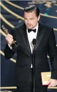  ??  ?? Accepting the best actor Oscar for The Revenant in 2016 gave Leonardo DiCaprio an opportunit­y to talk about climate change.