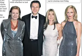  ??  ?? Dynasty: Joely, right, with sister Natasha, Liam Neeson, and her mother Vanessa Redgrave Surviving Christmas with the Relatives out in cinemas next Friday is