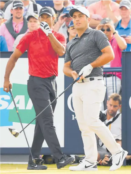  ?? Photo / Getty Images ?? Tiger Woods briefly led at Carnoustie yesterday but could not stay with Francesco Molinari.