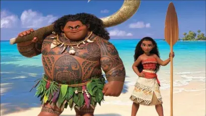  ?? DISNEY, DISNEY ?? In "Moana," Maui is voiced by Dwayne Johnson, whose mother is of Samoan descent and Princess Moana is voiced by young Hawaiian native Auli’i Cravalho.