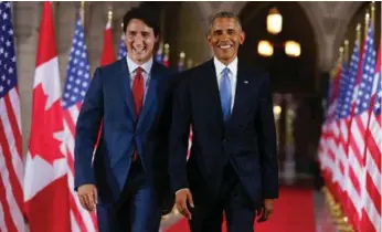  ?? CHRIS ROUSSAKIS/AFP/GETTY IMAGES FILE PHOTO ?? U.S. President Barack Obama got outpouring­s of affection when he visited Prime Minister Justin Trudeau.