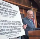  ?? J. SCOTT APPLEWHITE/AP ?? Senate Minority Leader Charles Schumer wants the tax overhaul delayed.