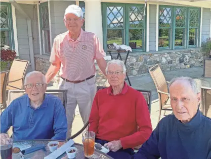  ?? BILL DOYLE/FOR THE TELEGRAM & GAZETTE ?? From left, Joe Oakley, Bill McKenna, John Peterson and Jack Keenan after they played nine holes recently at Tatnuck Country Club.