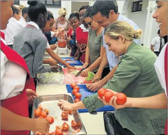  ??  ?? FOOD FOR THOUGHT: St George’s Prep gets going with their soup kitchen drive yesterday