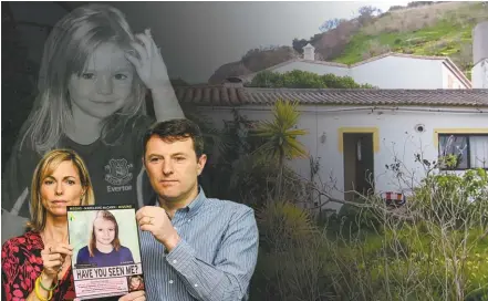  ?? AP ?? A burglar who broke into a farmhouse in Praia de Luz, near where British toddler Madeleine McCann disappeare­d 13 years ago, found evidence that raised strong suspicions around a German man with a history of sexual assaults. Inset: Madeleine’s parents, parents, Kate and Gerry McCann.