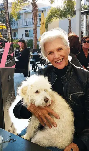  ??  ?? Above left A Woman Makes a Plan by Maye Musk is published by Jonathan Ball (2019, about R240). Above Maye with her pooch, DelRey.