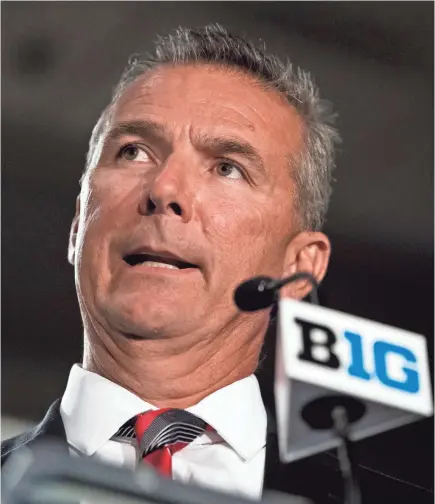  ?? PATRICK GORSKI/USA TODAY SPORTS ?? Ohio State football coach Urban Meyer appears to have known much more about Zach Smith’s history of domestic abuse allegation­s than he originally let on.