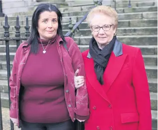  ?? FREDDIE PARKINSON ?? From left: John Brady; Sinn Fein’s John Finucane outside court yesterday, and John Brady’s sister Lorna and mum Margaret