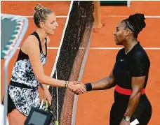  ??  ?? V jubilejním 50. duelu proti Češce zdolala letos Serena na Roland Garros Kristýnu Plíškovou.