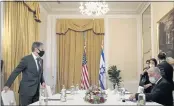  ?? ANDREW HARNIK — THE ASSOCIATED PRESS ?? Secretary of State Antony Blinken, left, meets with Israeli Foreign Minister Yair Lapid in Rome on Sunday. Blinken is on a weeklong trip in Europe.